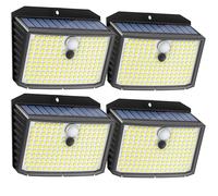 CLAONER Solar Security Lights Outdoor, Motion Sensor Light 3 Lighting Modes Solar Powered LED Lights IP65 Solar Wall Lights for Yard Garage Garden Fence Door (4 Pack)