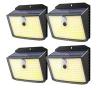 CLAONER Solar Security Lights Outdoor, Motion Sensor Light 3 Lighting Modes Solar Powered LED Lights IP65 Solar Wall Lights for Yard Garage Garden Fence Door (4 Pack)