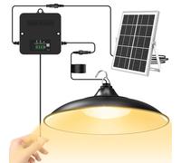 CLAONER Solar Shed Light Indoor Outdoor, 2000LM Daytime Available Pendant Light with Pull Cord, Power Display & Mode Indicator, 3 Lighting Modes Solar Lights IP65 Waterproof for Garage Gazebo Porch