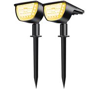 CLAONER Solar Spot Lights Outdoor, 2-in-1 Adjustable Wireless Solar Landscape Lights, 32 LED/Warm White (2 Pack)