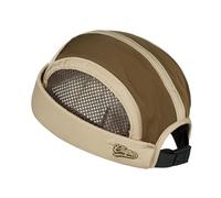 Clape 5 Panel Cap Docker Hat Summer Beanie Mesh Brimless Cap Breathable Adjustable Running Cycling Hat for Men Women Brown FM2506A