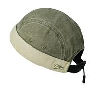 Clape Brimless Cap Washed Cotton Docker Cap Beanie Hat Adjustable Skullcap Rolled Cuff Harbour Hat Fisherman Watch Caps KhakiGreen FMA2505