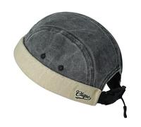 Clape Brimless Cap Washed Cotton Docker Cap Beanie Hat Peakless Hat Adjustable Skullcap Rolled Cuff Harbour Hat Fisherman Watch Caps Darkgrey FMA2505