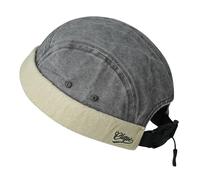 Clape Brimless Cap Washed Cotton Docker Cap Beanie Hat Peakless Hat Adjustable Skullcap Rolled Cuff Harbour Hat Fisherman Watch Caps LightGrey FMA2505