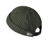 Clape Docker Cap Quick Dry Plaid Brimless Cap Beanie Hat Skullcap Adjustable Rolled Cuff Harbour Hat for Men Women Fisherman Worker Caps Green FMA2502