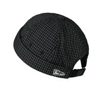 Clape Docker Cap Quick Dry Plaid Brimless Cap Beanie Hat Skullcap Adjustable Rolled Cuff Harbour Hat for Men Women Fisherman Sailor Caps Summer Black FMA2502