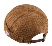 Clape Retro Brimless Cap Corduroy Docker Cap Rolled Cuff Harbour Hat Classic Docker Leon Worker Sailor Hat Biker Brown GD168