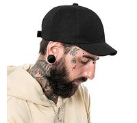 Clape Short Brim Baseball Cap Structured Dad Caps Short Peak Cap for Men Women Cotton Twill Trucker Cap High Crown Ball Cap Black CRT0