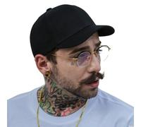 Clape Short Brim Baseball Cap Structured Dad Caps Short Peak Cap Unisex Cotton Twill Trucker Hat High Crown Black CRT0