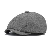 Clape Tweed Flat Cap for Men Women 8 Panel Baker Boy Hat Retro Cotton Shelby Hat for Travel Outdoor Light Grey BL02