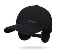 Clape Winter Baseball Cap with Ear Flaps Warm Hat Windproof Thermal Dad Cap Adjustable Outdoor Black GSDT9