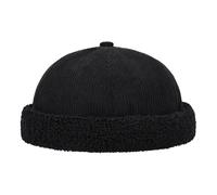 Clape Winter Brimless Cap Black Beanie Winter Hat Warm Docker Cap Windproof Ski Skull Hat Peakless Caps Black FM25W09