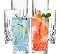 Claplante Crystal Highball Glasses, Set of 6 Glass Drinking Glasses, 11 oz Durable Drinkware Cups for Cocktails, Water, Juice, Beer, Wine-Special Edition Glassware Set, Dishware, Dishwasher Safe