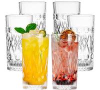 Claplante Crystal Highball Glasses, Set of 6 Glass Drinking Glasses, 11 oz Durable Drinkware Cups for Cocktails, Water, Juice, Beer, Wine-Special Edition Glassware Set, Dishware, Dishwasher Safe