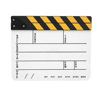 Clapper Board, 30x25CM Acrylic Movie Clapperboard Professional Director Action Clap Film Photography Tool Filming Equipment Built In Magnet for Film Making Movie (Yellow stripe