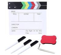 Clapper Board for Film,Acrylic Director Clapper Board,Colorful Acrylic Plastic Director's Film Clapboard,for Movies,Videos,TV Shows,with 3 Marker Pens,Hex Wrench and Blackboard Eraser