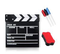 Clapper Board for Film,Directors Clapboard for Film 20 * 20cm with 3 Whiteboard Pens and 1 Red Eraser Suitable for Movies Videos and TV Shows (Black)