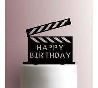 Clapper Board Happy Birthday Acrylic Cake Topper 3mm Thick Premium Laser Cut Cake Decoration for Birthday, Wedding, Baby Shower & Party Cakes Durable Reusable
