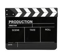 Clapperboard Film,30x25CM Acrylic Clapperboard Director Professional Movie Film Action Clap Movie Film Clap Board Photography Tool(White Stripe Black Board)