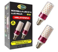 CLAR - Red Night Light Melatonin, Red Baby Light, Sleeping Bulb, 8W E14 (Pack of 2)