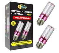 CLAR - Red Night Light Melatonin, Red Baby Light, Sleeping Bulb, 8W E27 (Pack of 2)