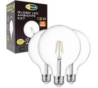CLAR - Vintage Light Bulb E27 G125 12 W, Edison Vintage Light Bulb E27, Vintage 2700ºK (Pack of 3)