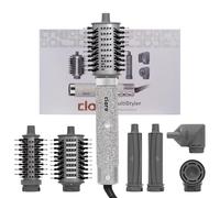 Clara 6-in-1 Diamond Silver Multi Styler with Auto-Wrap Curlers, Hair Dryer, & Brush (Round & Oval) for All Hair Types - 1500W Ionic Styling Tool for Frizz-Free Waves & Salon Blowouts
