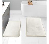 Clara Clark Bathroom Rugs, Ultra Soft Non Slip and Absorbent, Velvet Memory Foam Bath Mat. Set of - 17 x 24/20 x 32, White