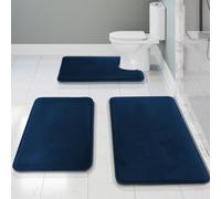 Clara Clark Bathroom Rugs, Ultra Soft Non Slip and Absorbent, Velvet Memory Foam Bath Mat. Set of - 20 x 32/17 x 24/19 x 24, Royal Blue