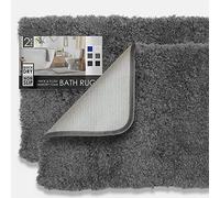 Clara Clark Bathroom Rugs, Ultra Soft Plush Shaggy Bath Rugs, Machine Wash, Non Slip Backing Rubber, 2 Piece Bathroom Rug Set, Dark Grey, 17x24 inches (Small), 20x32 inches (Medium)