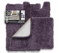 Clara Clark Bathroom Rugs, Ultra Soft Shaggy Bath Rugs - Bath Mats for Bathroom, Machine Wash, Non Slip Backing Rubber, 3 Piece Bathroom Rug Set, Purple