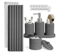 Clara Clark Bathroom Set - Grey Bathroom Accessories Set, 19PC Bathroom Accessory Set, Bathroom Sets with Shower Curtain Set, Soap Dispenser & Toothbrush Holder