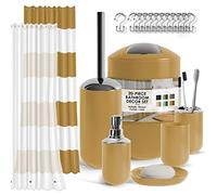 Clara Clark Bathroom Set - Navy Bathroom Accessories Set, 20PC Bathroom Accessory Set, Shower Curtain Set with Liner, Toothbrush Holder, Soap Dispenser, Soap Dish, Toilet Brush Holder, and Trash Can