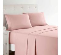Clara Clark Bed Sheets, Premier 1800 Series Bed Sheet Set, Deep Pocket, Wrinkle, Fade, Stain Resistant, Luxury Soft Bedding Sheets & Pillowcases, Queen, Pink Beige