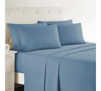 Clara Clark Cal King Sheets - Hotel Luxury 6 Piece Bed Sheets for Cal King Size Bed - Soft Bedding Sheets & Pillowcases, Fits Mattress up to 16 inch deep. California King, Stone Blue