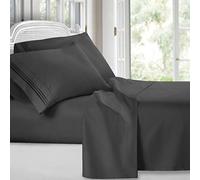 Clara Clark California King Sheets Set - 4 Piece Deep Pocket Bedding for Cal King Size, Extra Soft With Pillowcases, Charcoal Gray