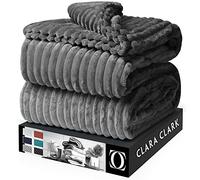 Clara Clark Cut Plush Fleece Throw Blanket - Twin Size - Lightweight Super Soft Fuzzy Luxury Bed Blanket for Bed - Machine Washable - (66x90) (Dark Grey)