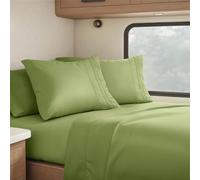 Clara Clark Deep Pocket Fitted Luxury Soft Microfiber RV Sheets, Calla Green, Short Queen