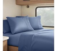 Clara Clark Deep Pocket Fitted Luxury Soft Microfiber RV Sheets, Navy Blue, Short Queen