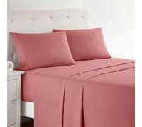 Clara Clark Full XL Bed Sheet Set - Wrinkle, Fade, Stain Resistant, Deep Pocket Sheets - Luxury Soft Bedding Sheets & Pillowcases, Full XL Pink Clay