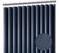 Clara Clark Navy Blue Shower Curtain - Shower Curtains for Bathroom, Waffle Shower Curtain Fabric, Bathroom Curtain, Fabric Shower Curtain 180 x 180 cm (71 x 71 Inch), Hotel Style Cloth Shower Curtain