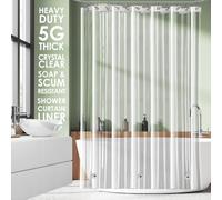 Clara Clark Shower Curtain Liner - Waterproof Lightweight Shower Liner with 3 Magnets, 5G Premium PEVA Bathroom Shower Curtain (Clear, 180 x 180 cm - 71 x 71 Inch)