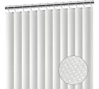 Clara Clark White Shower Curtain - Waterproof Shower Curtains for Bathroom, Waffle Shower Curtain Fabric, Bathroom Curtain, Fabric Shower Curtain 180 x 180 cm (71 x 71 Inch), Cloth Shower Curtain