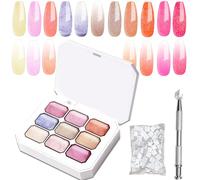 Clara Colors Gel Liner Nail Art Polish, 12 Colours Gel Built-in Thin Brush Shellac for Drawing Lines, Soak Off UV/LED Nail Polish for Women Home DIY Nail Art Salon Manicure Gifts Set 8