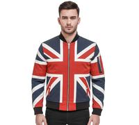 Clara Leather Jackets Men’s British Flag Vintage Union Jack Biker Jacket Cafe Racer Mod 60s Style Cotton Jacket UK Retro Motorcycle Coat (UK, Alpha, L, Regular, Regular, Cotton)