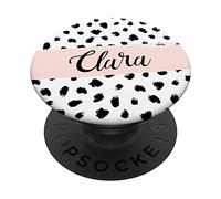 Clara personalised Black and white Dalmatian polka dot PopSockets Swappable PopGrip