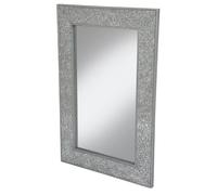 clara wall mirror large rectangular in silver mosaic frame