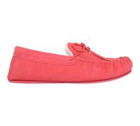 Clara, Womens Wool Suede Moccasin Slipper with Rubber Sole SNUGRUGS Crimson 9