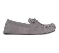 Clara, Womens Wool Suede Moccasin Slipper with Rubber Sole SNUGRUGS Grey 5