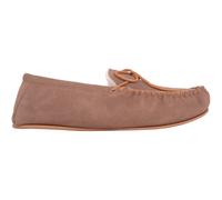 Clara, Womens Wool Suede Moccasin Slipper with Rubber Sole SNUGRUGS Light Brown 4